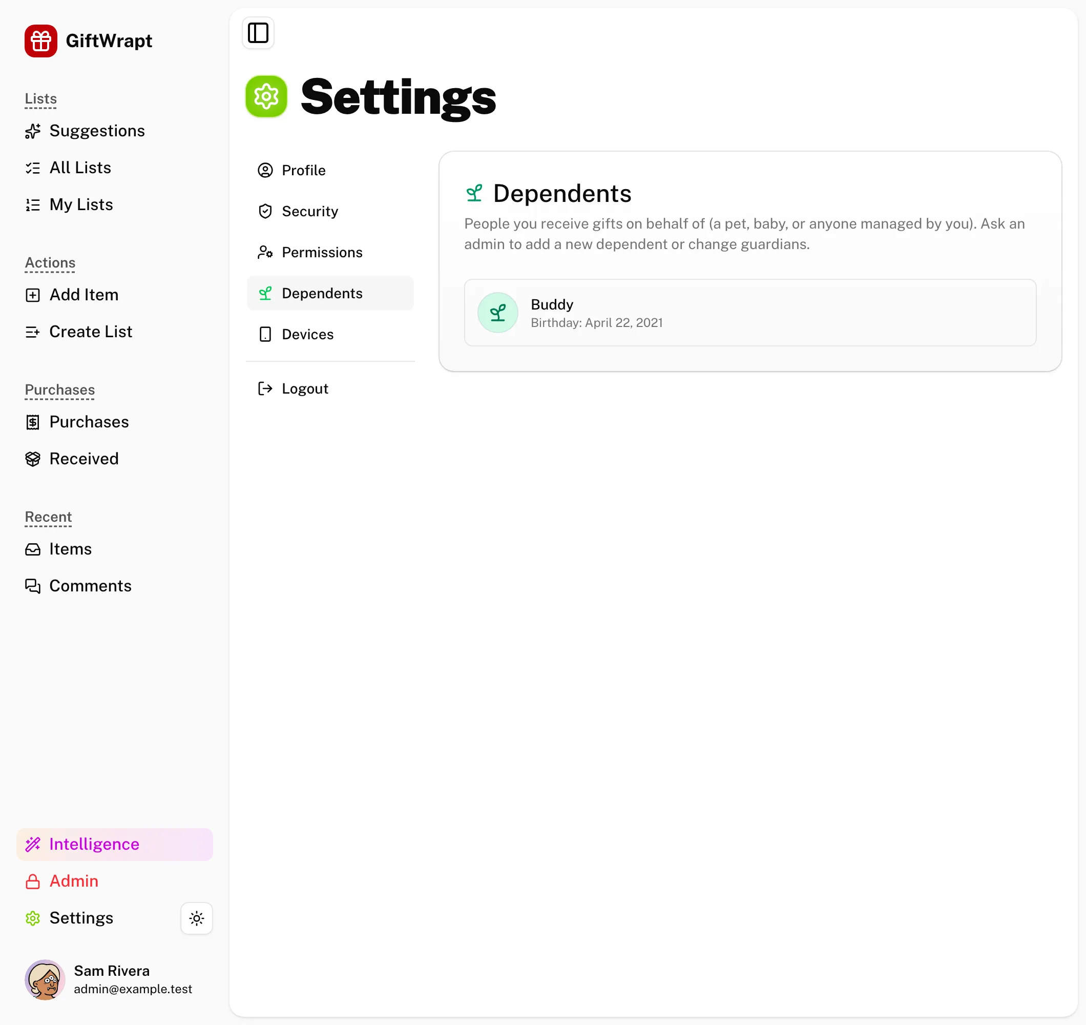 settings-dependents light