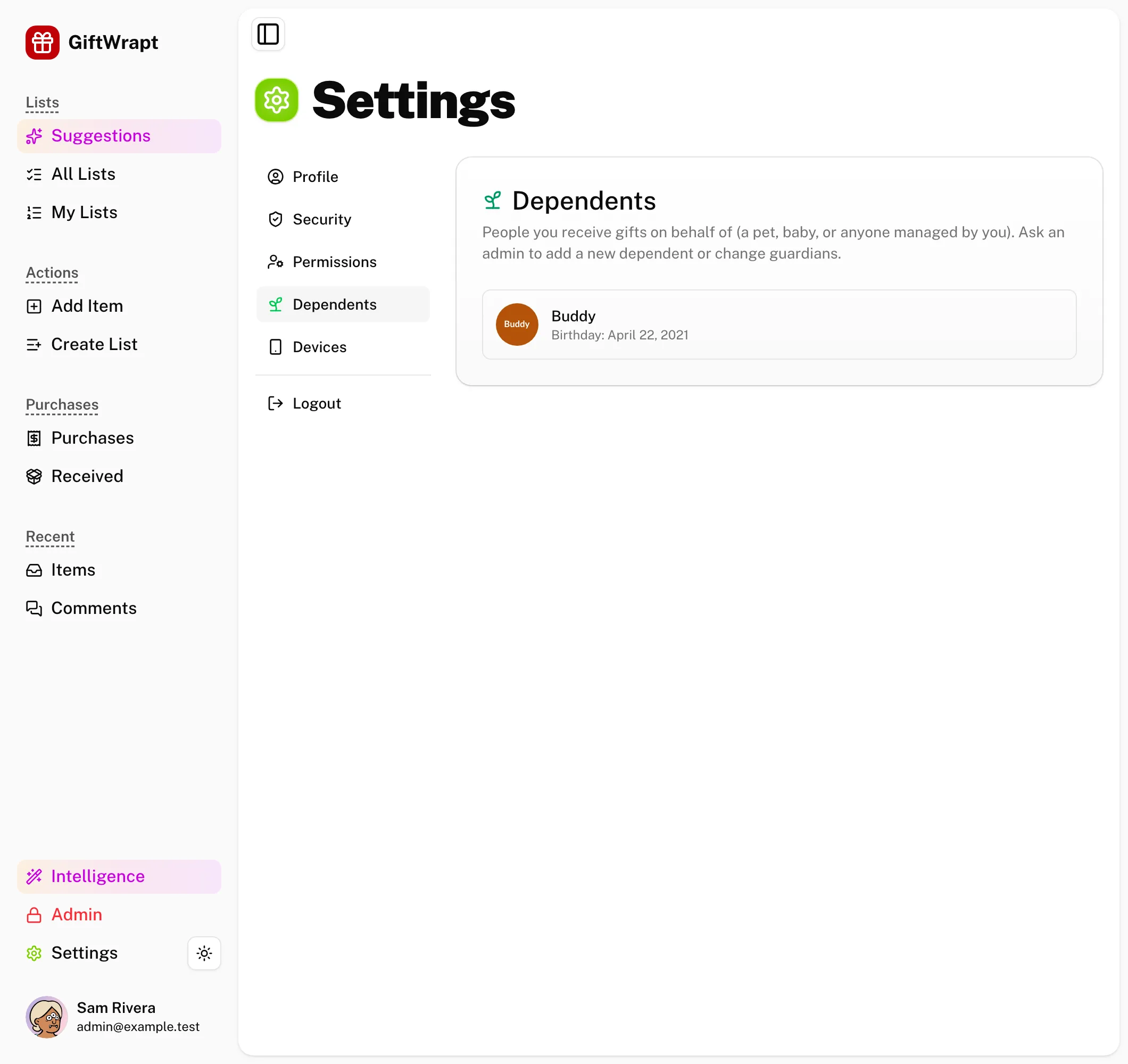 settings-dependents light