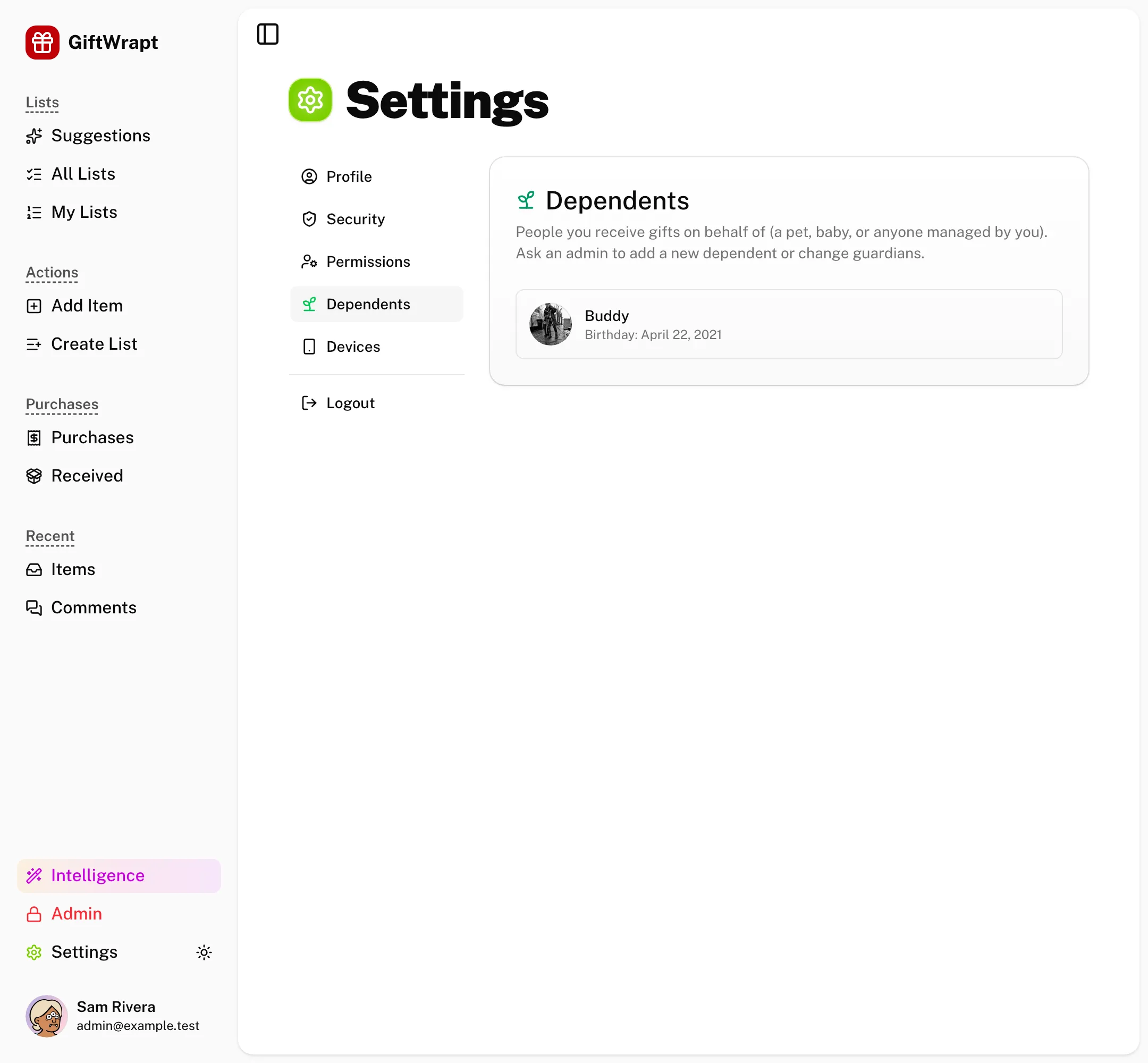 settings-dependents light