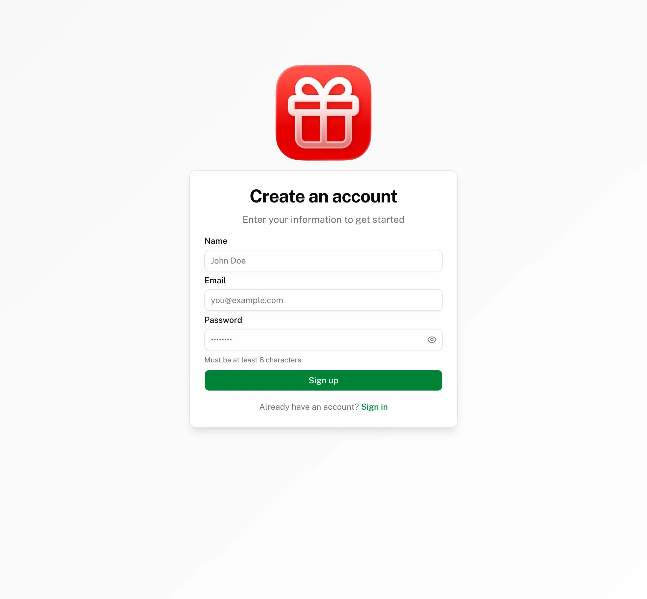 sign-up light
