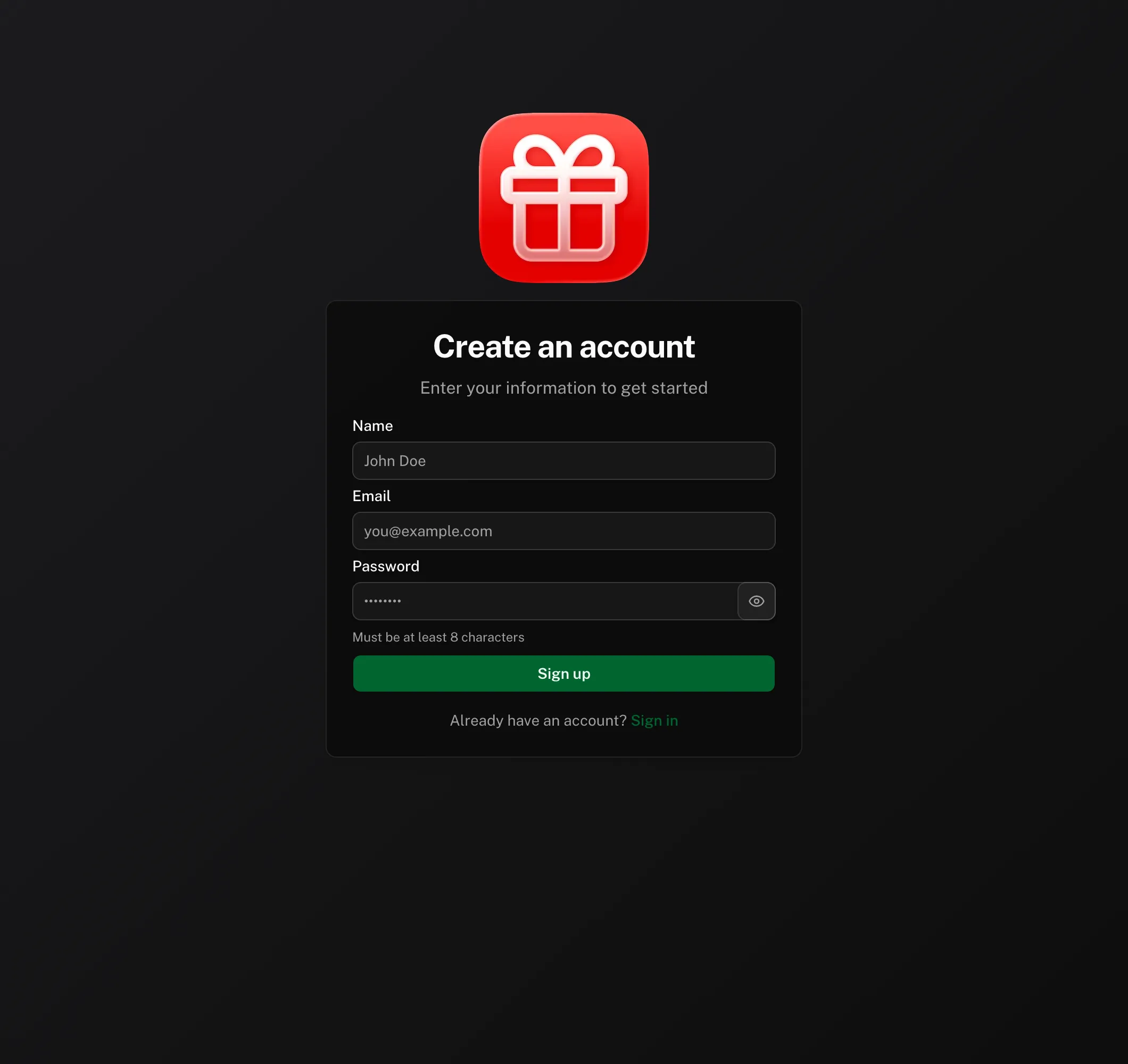 sign-up dark