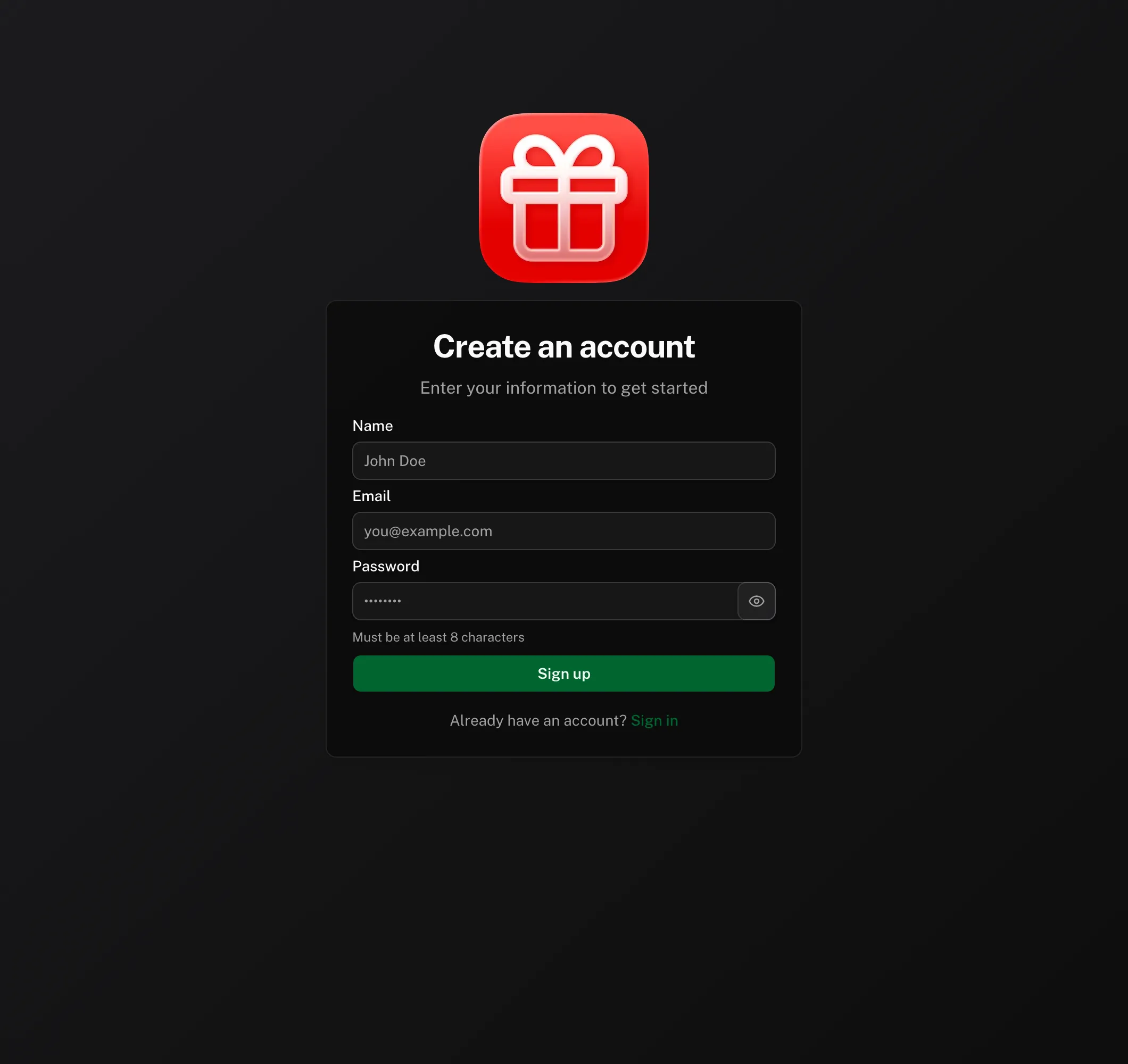 sign-up dark