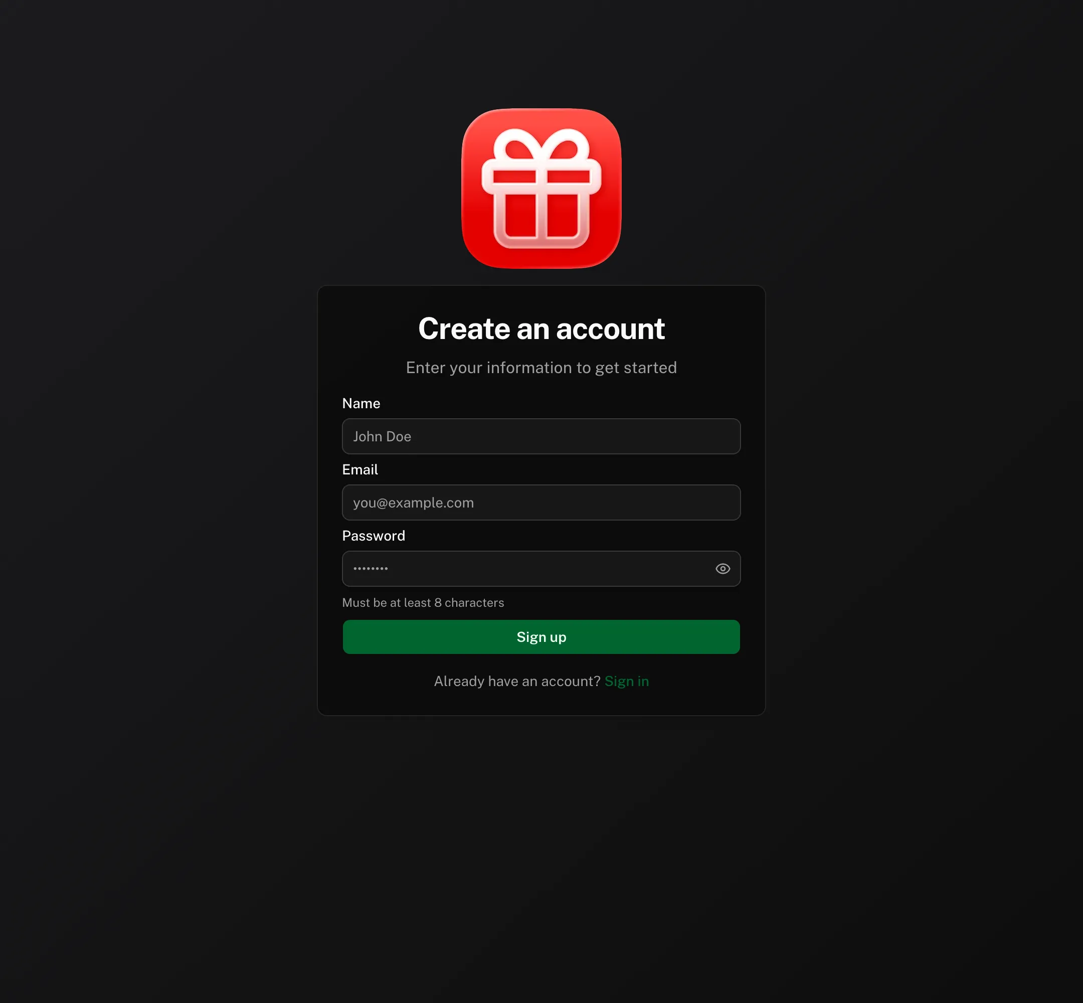sign-up dark